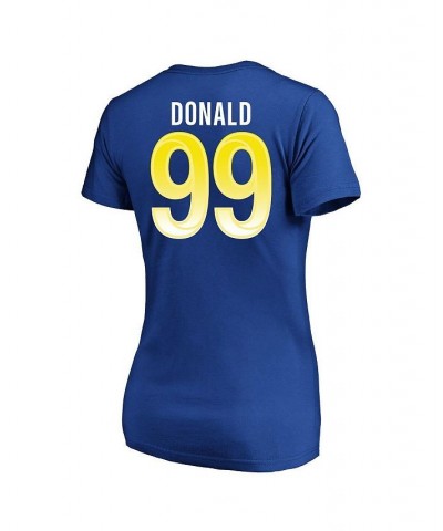 Women's Aaron Donald Royal Los Angeles Rams Super Bowl LVI Bound Plus Size Name and Number V-Neck T-shirt Royal $19.68 Tops