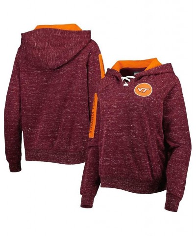 Women's Maroon Virginia Tech Hokies The Devil Speckle Lace-Placket Raglan Pullover Hoodie Maroon $33.79 Sweatshirts