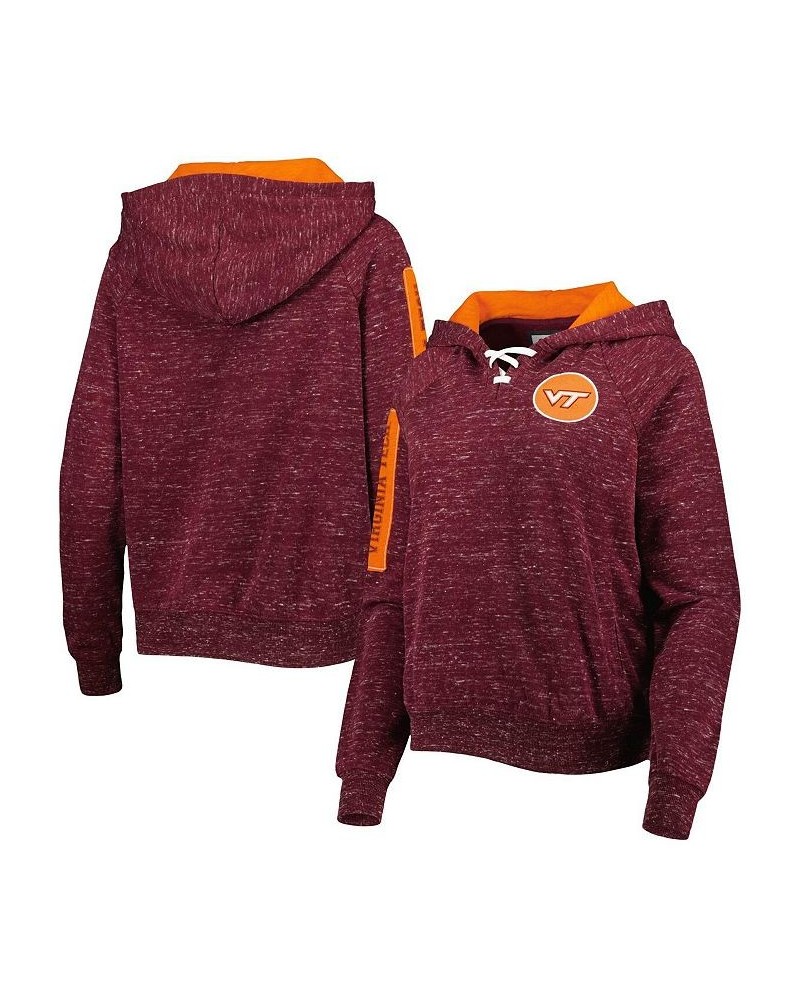 Women's Maroon Virginia Tech Hokies The Devil Speckle Lace-Placket Raglan Pullover Hoodie Maroon $33.79 Sweatshirts