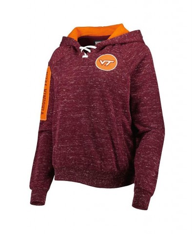 Women's Maroon Virginia Tech Hokies The Devil Speckle Lace-Placket Raglan Pullover Hoodie Maroon $33.79 Sweatshirts