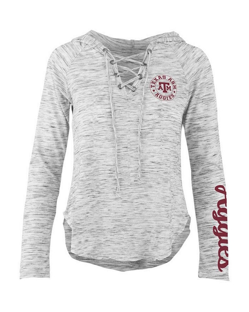 Women's Texas A&M Aggies Spacedye Lace Up Long Sleeve T-Shirt Gray $24.75 Tops