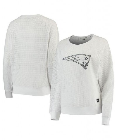 Women's White New England Patriots Lauren Mesh Long Sleeve T-shirt White $36.56 Tops