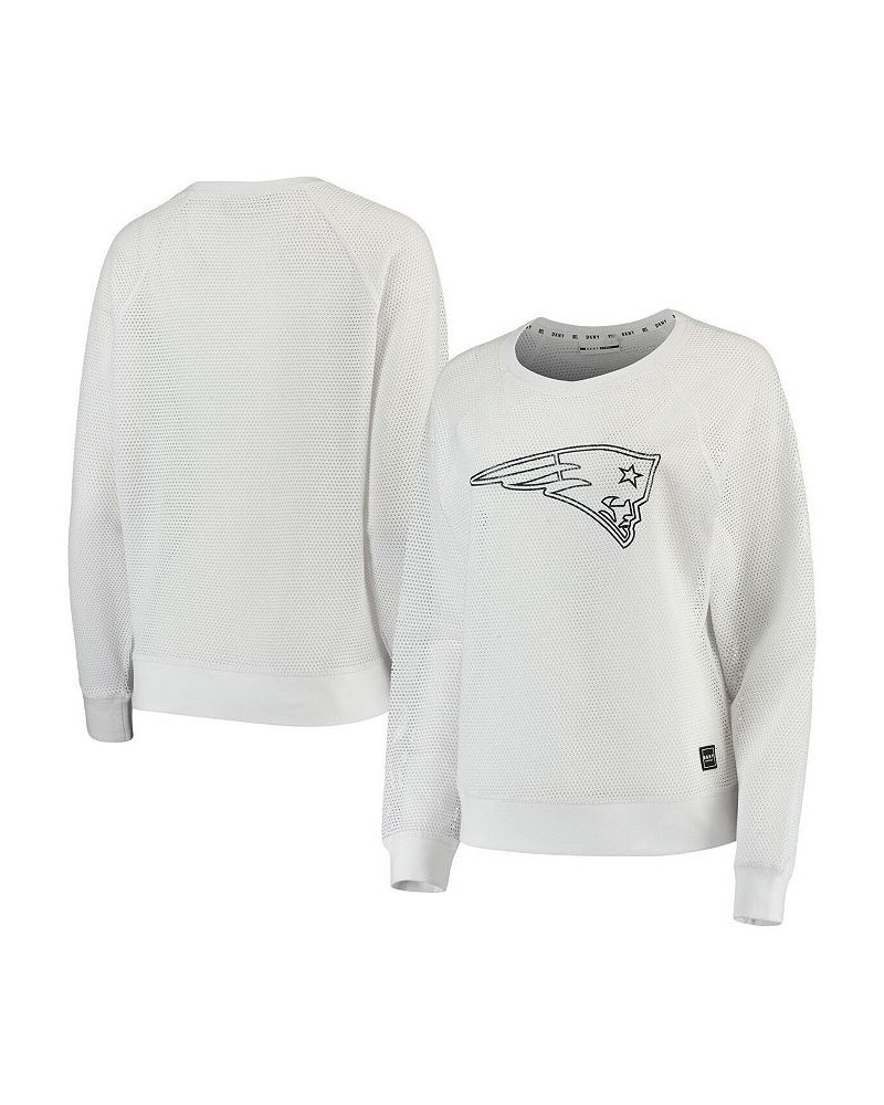 Women's White New England Patriots Lauren Mesh Long Sleeve T-shirt White $36.56 Tops