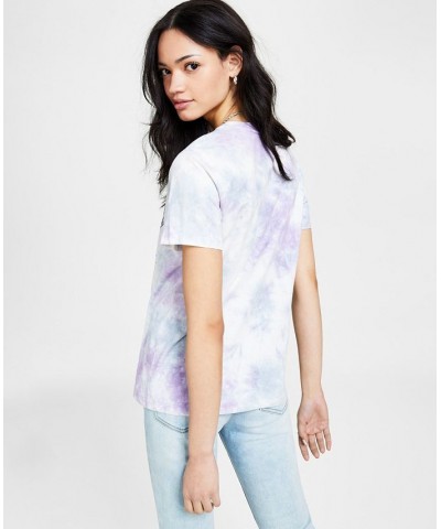 Juniors' Tie-Dyed Butterfly-Moon-Graphic T-Shirt Lavender $9.87 Tops