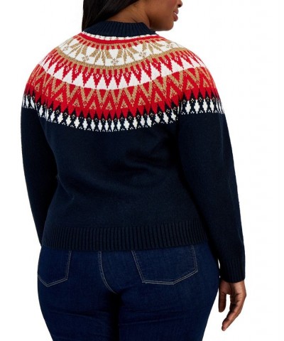 Plus Size Half Snowflake Raglan Sweater Blue $26.52 Sweaters