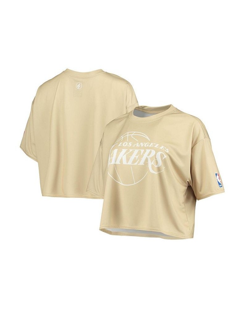 Women's Tan Los Angeles Lakers Sand Crop Top Tan $22.79 Tops