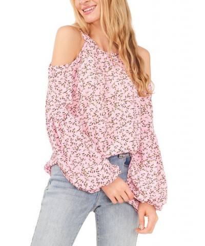 Women's Harmony Blossoms Cold Shoulder Blouse Pink $25.99 Tops