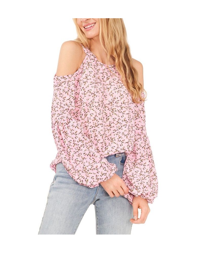 Women's Harmony Blossoms Cold Shoulder Blouse Pink $25.99 Tops