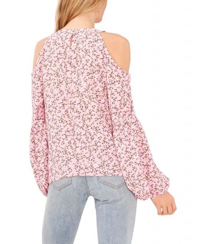 Women's Harmony Blossoms Cold Shoulder Blouse Pink $25.99 Tops