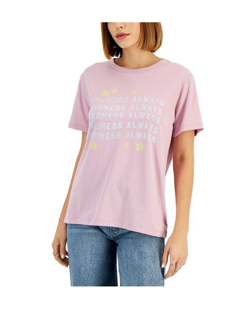 Juniors' Kindness Always Graphic T-Shirt Lavender $11.19 Tops