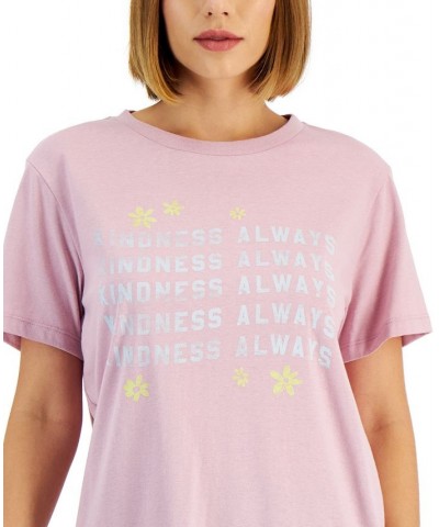 Juniors' Kindness Always Graphic T-Shirt Lavender $11.19 Tops