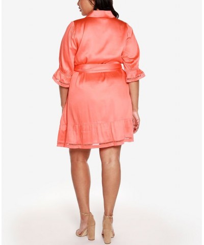 Black Label Plus Size Collared Button Front Dress Orange $60.00 Dresses