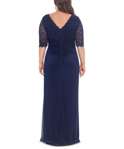 Plus Size V-Neck Gown Navy $93.53 Dresses