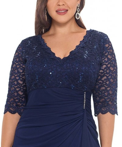 Plus Size V-Neck Gown Navy $93.53 Dresses