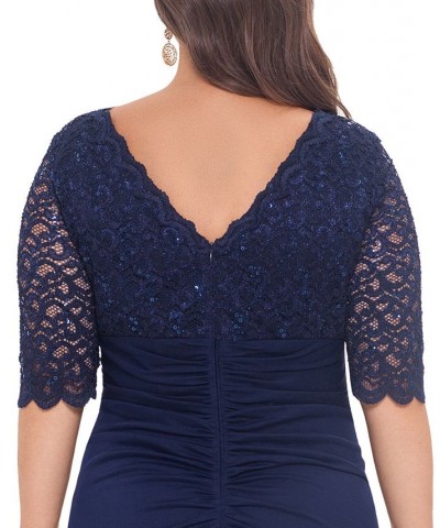 Plus Size V-Neck Gown Navy $93.53 Dresses