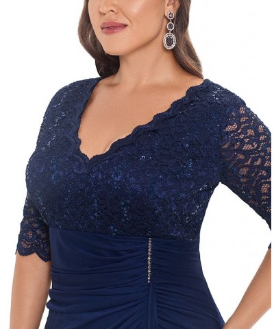 Plus Size V-Neck Gown Navy $93.53 Dresses