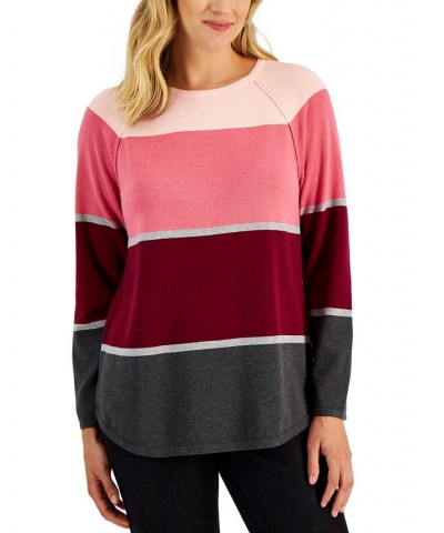 Women's Thea Cotton Colorblocked Sweater Red $11.24 Sweaters