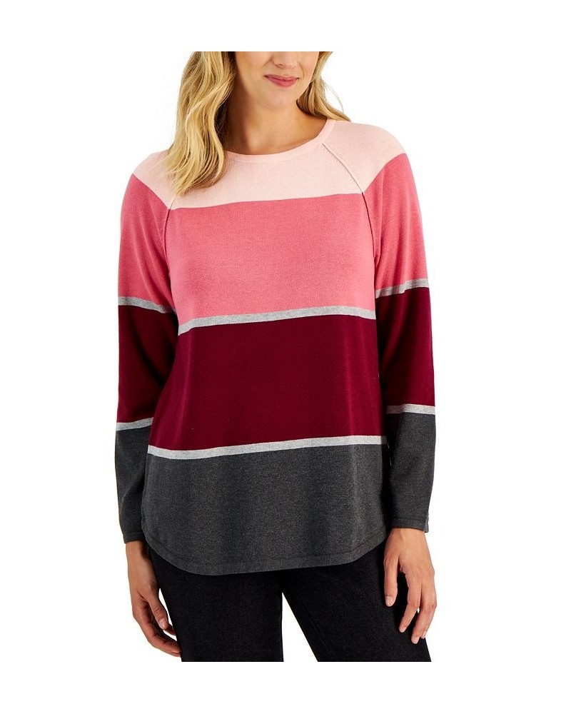 Women's Thea Cotton Colorblocked Sweater Red $11.24 Sweaters