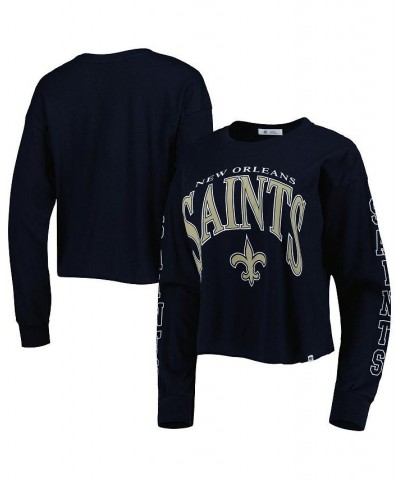 Women's Black New Orleans Saints Skyler Parkway Cropped Long Sleeve T-shirt Black $28.41 Tops