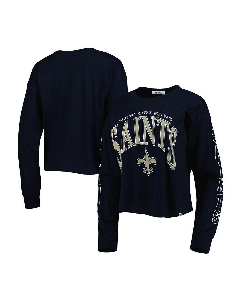 Women's Black New Orleans Saints Skyler Parkway Cropped Long Sleeve T-shirt Black $28.41 Tops