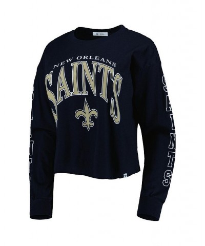 Women's Black New Orleans Saints Skyler Parkway Cropped Long Sleeve T-shirt Black $28.41 Tops