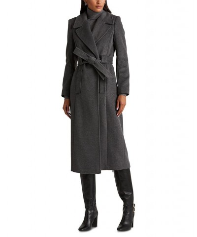 Women's Wool-Blend Wrap Coat Gray $180.60 Coats