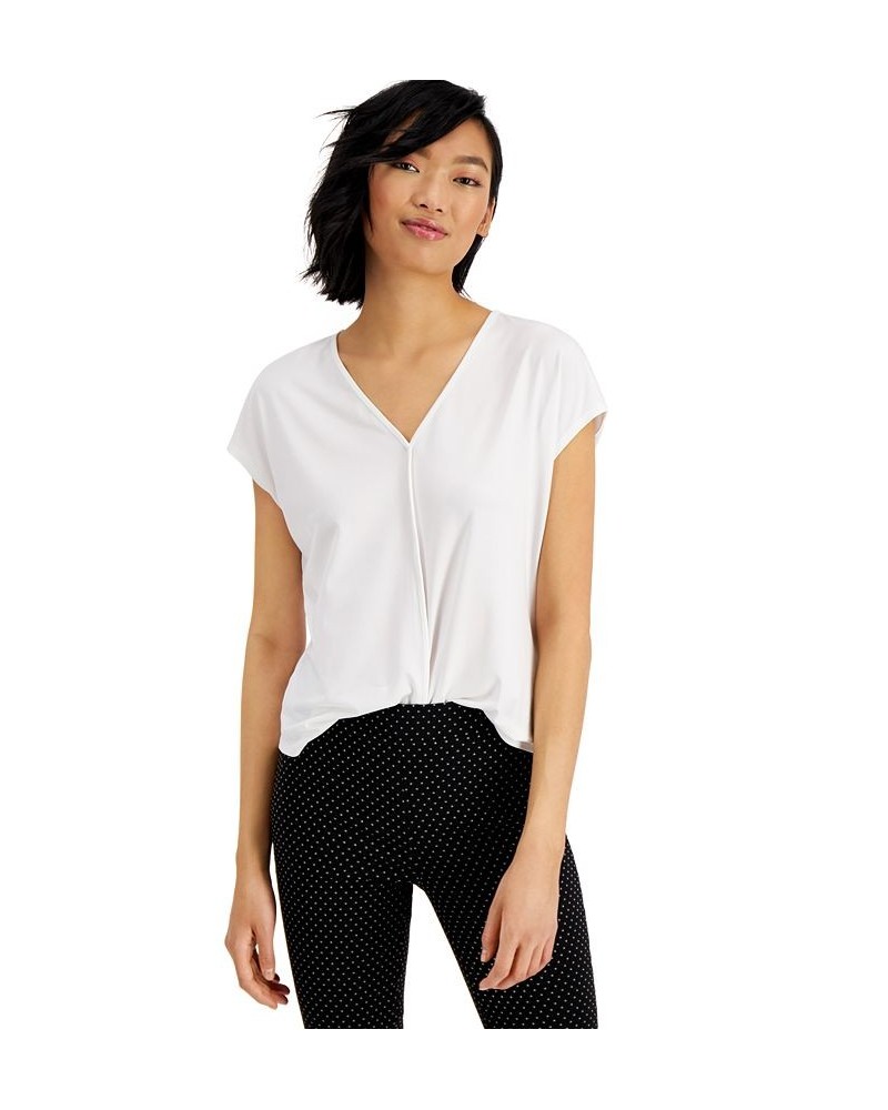 Women's Seamed V-Neck Top White $23.60 Tops