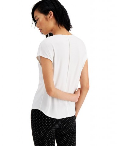 Women's Seamed V-Neck Top White $23.60 Tops