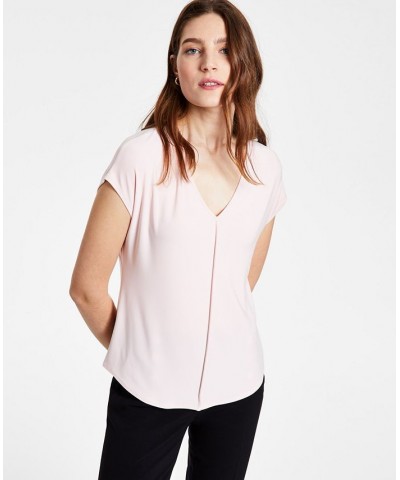 Women's Seamed V-Neck Top White $23.60 Tops