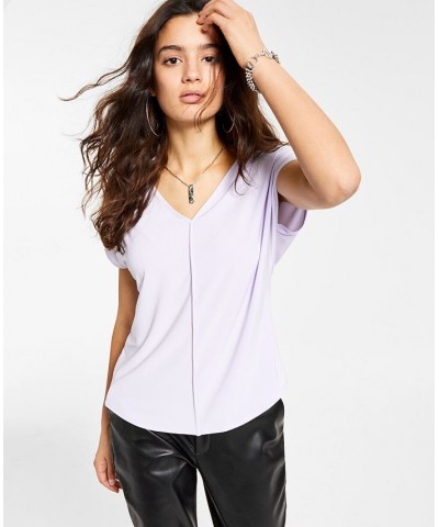 Women's Seamed V-Neck Top White $23.60 Tops