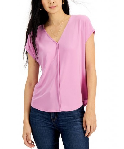 Women's Seamed V-Neck Top White $23.60 Tops