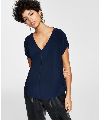 Women's Seamed V-Neck Top White $23.60 Tops