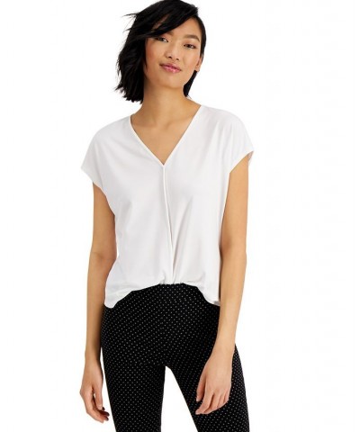 Women's Seamed V-Neck Top White $23.60 Tops