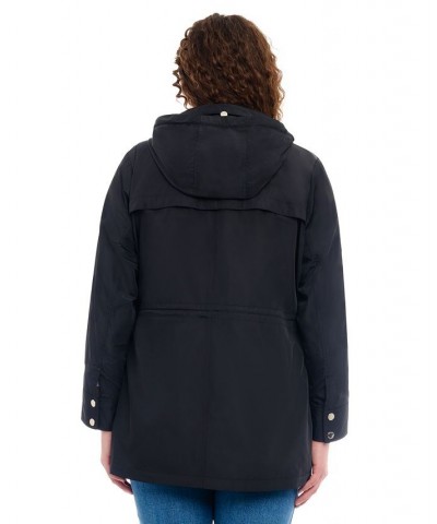 Women's Plus Size Hooded Water-Resistant Anorak Coat Black $53.28 Coats