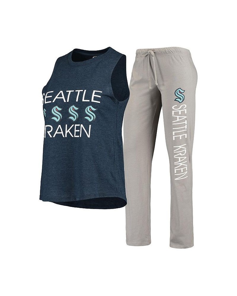 Women's Deep Sea Blue Gray Seattle Kraken Meter Tank Top and Pants Sleep Set Deep Sea Blue, Gray $31.85 Pajama