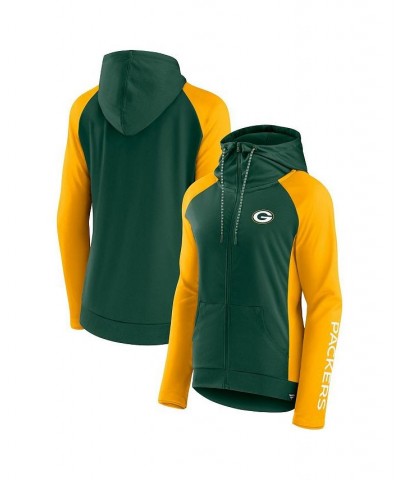 Women's Branded Green and Gold Green Bay Packers End Around Raglan Full-Zip Hoodie Green $36.39 Sweatshirts