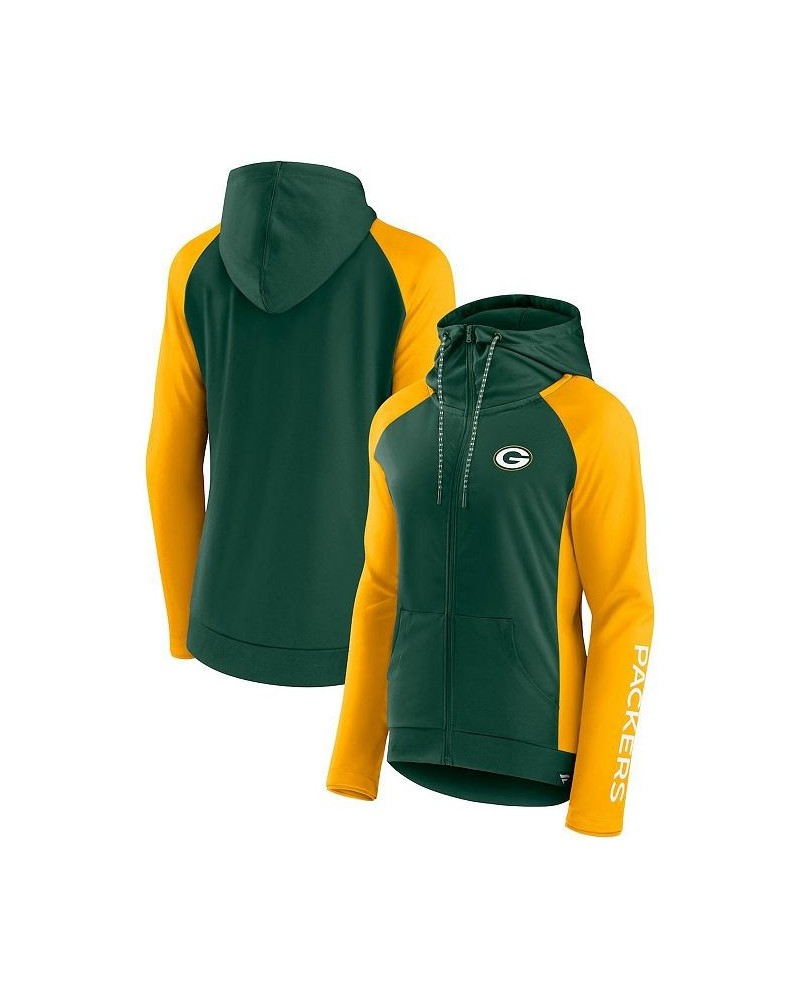 Women's Branded Green and Gold Green Bay Packers End Around Raglan Full-Zip Hoodie Green $36.39 Sweatshirts