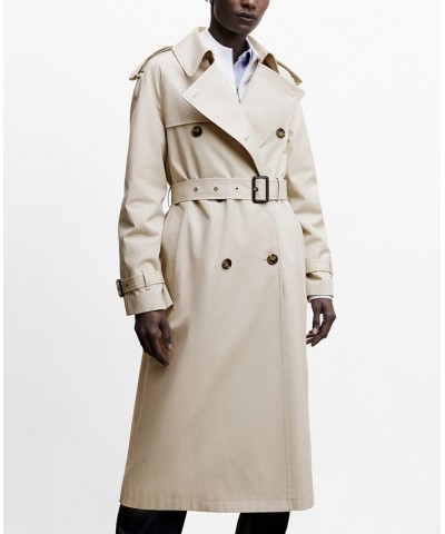 Women's Classic Cotton Trench Coat Light, Pastel Gray $108.00 Coats