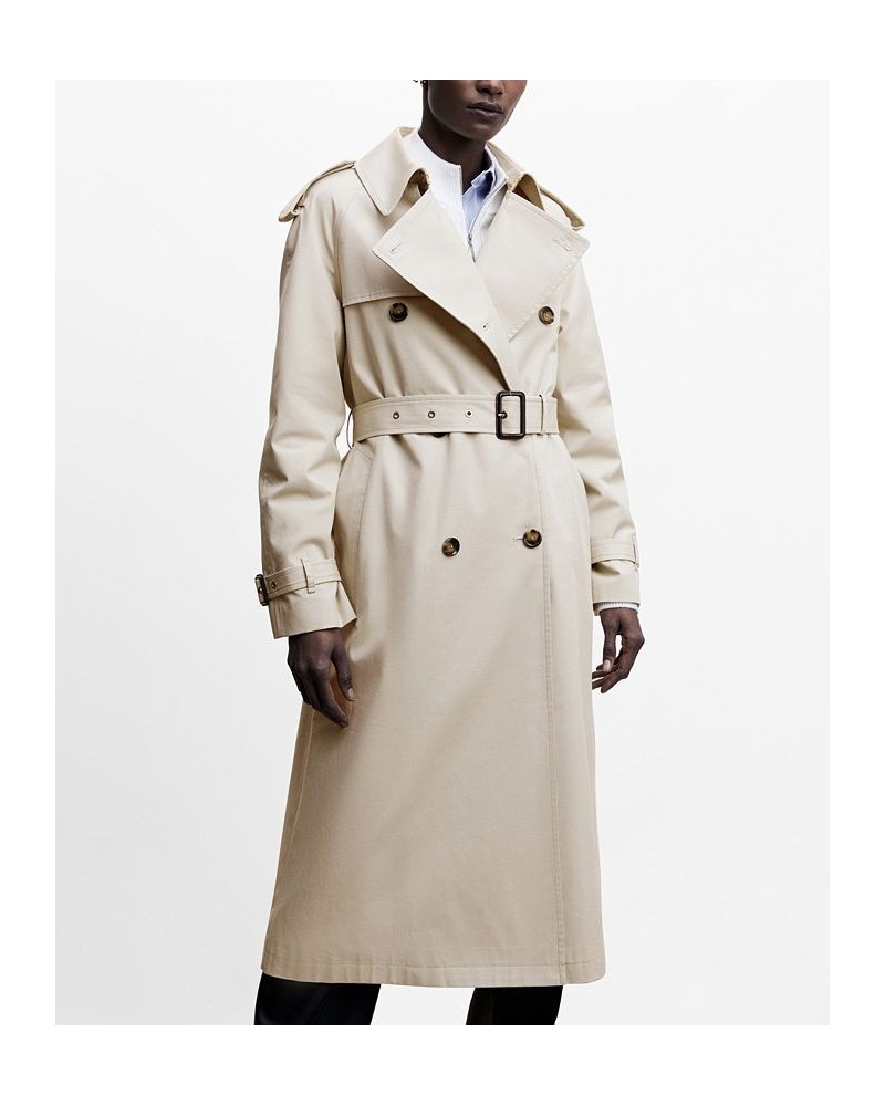 Women's Classic Cotton Trench Coat Light, Pastel Gray $108.00 Coats