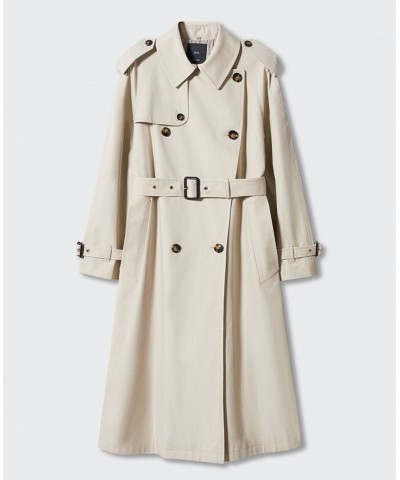 Women's Classic Cotton Trench Coat Light, Pastel Gray $108.00 Coats