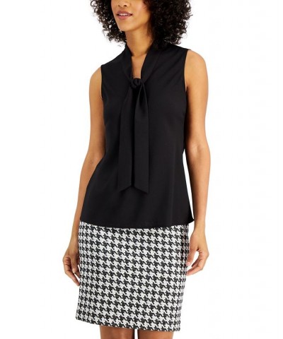 Women's Sleeveless Tie-Neck Top Regular and Petite Sizes Black $17.55 Tops