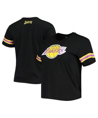 Women's Black Los Angeles Lakers Cropped T-shirt Black $20.50 Tops