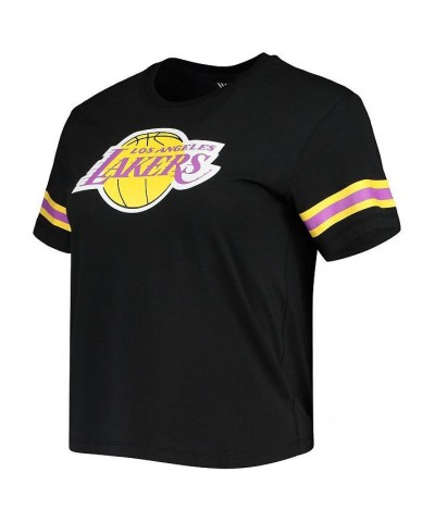 Women's Black Los Angeles Lakers Cropped T-shirt Black $20.50 Tops