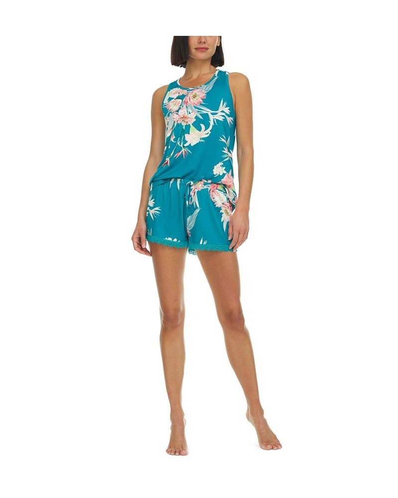 Women's Jody Racerback & Pajama Shorts Set Blue $18.87 Sleepwear