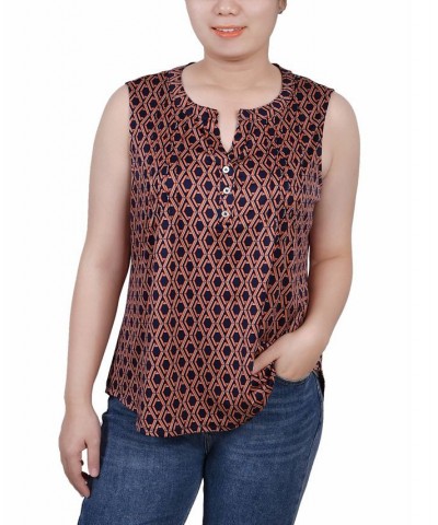 Petite Sleeveless Knit Y-neck Top Navy Autumn Glaze Thill $12.90 Tops