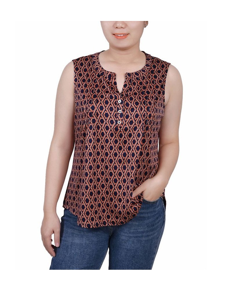 Petite Sleeveless Knit Y-neck Top Navy Autumn Glaze Thill $12.90 Tops