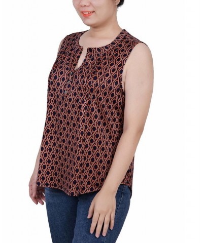 Petite Sleeveless Knit Y-neck Top Navy Autumn Glaze Thill $12.90 Tops