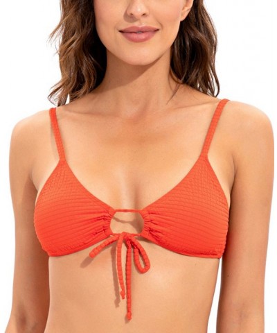 Women's Golden Wave Textured Tie Front Bralette & Hipster Bottoms Fiesta $41.36 Swimsuits