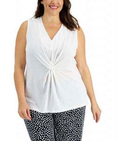 Plus Size Twisted Tank Top White $14.94 Tops