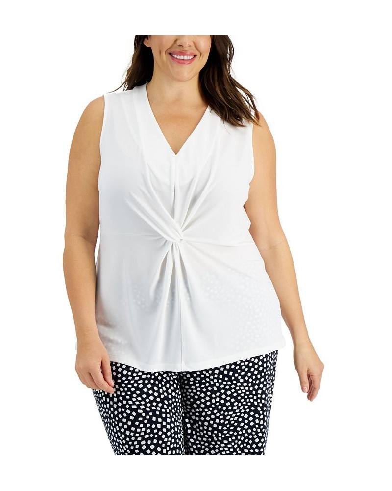 Plus Size Twisted Tank Top White $14.94 Tops